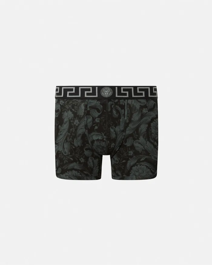 Versace Boxers Men Barocco Long Trunks Black