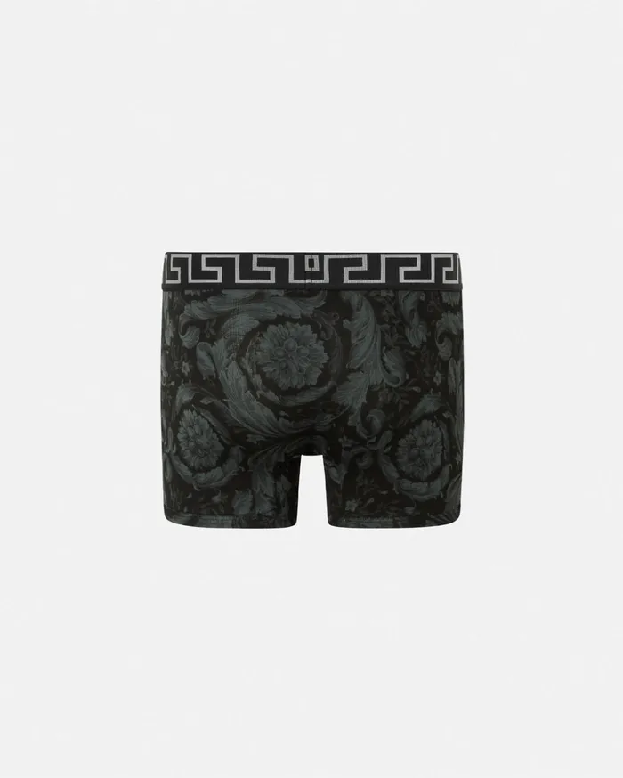 Versace Boxers Men Barocco Long Trunks Black