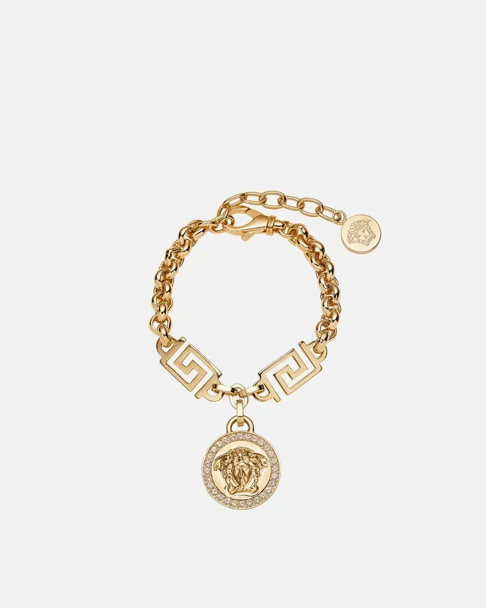 Versace Bracelets Women Crystal La Medusa Greca Bracelet Gold