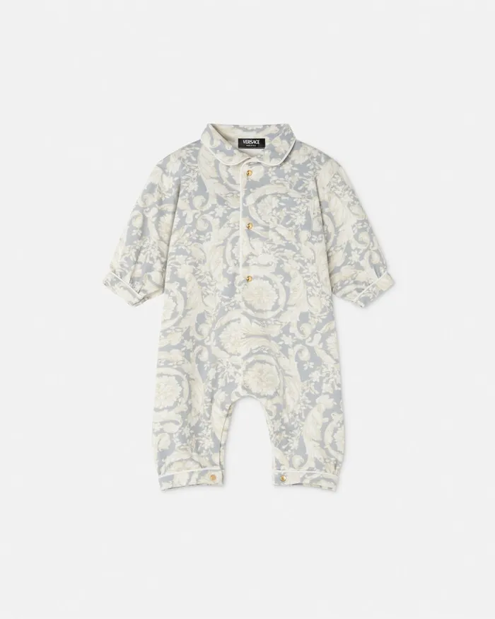 Versace Clothing Kids Barocco Baby Sleepsuit Gray