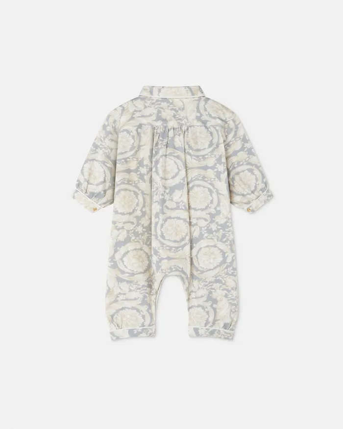 Versace Clothing Kids Barocco Baby Sleepsuit Gray