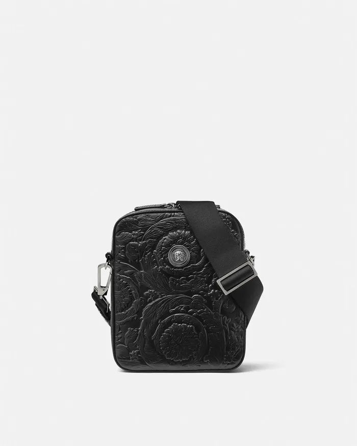 Versace Crossbody and Messengers Men Medusa Biggie Barocco Crossbody Bag Black