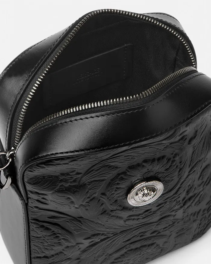 Versace Crossbody and Messengers Men Medusa Biggie Barocco Crossbody Bag Black