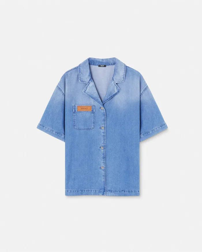 Versace Denim Women Denim Boxy Shirt Blue
