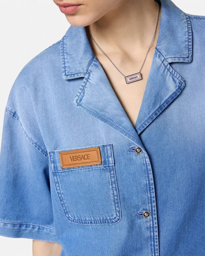 Versace Denim Women Denim Boxy Shirt Blue