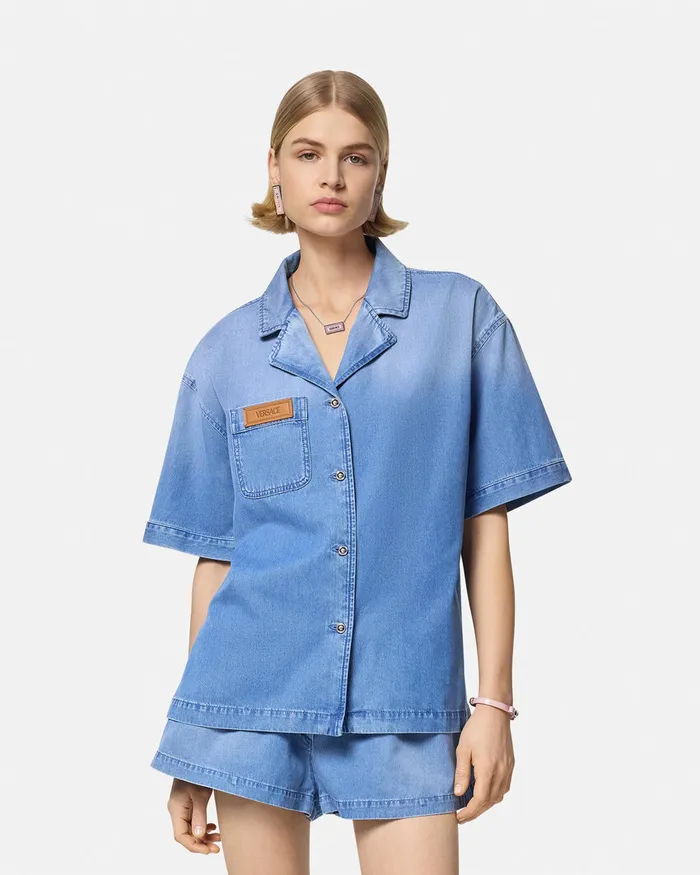 Versace Denim Women Denim Boxy Shirt Blue