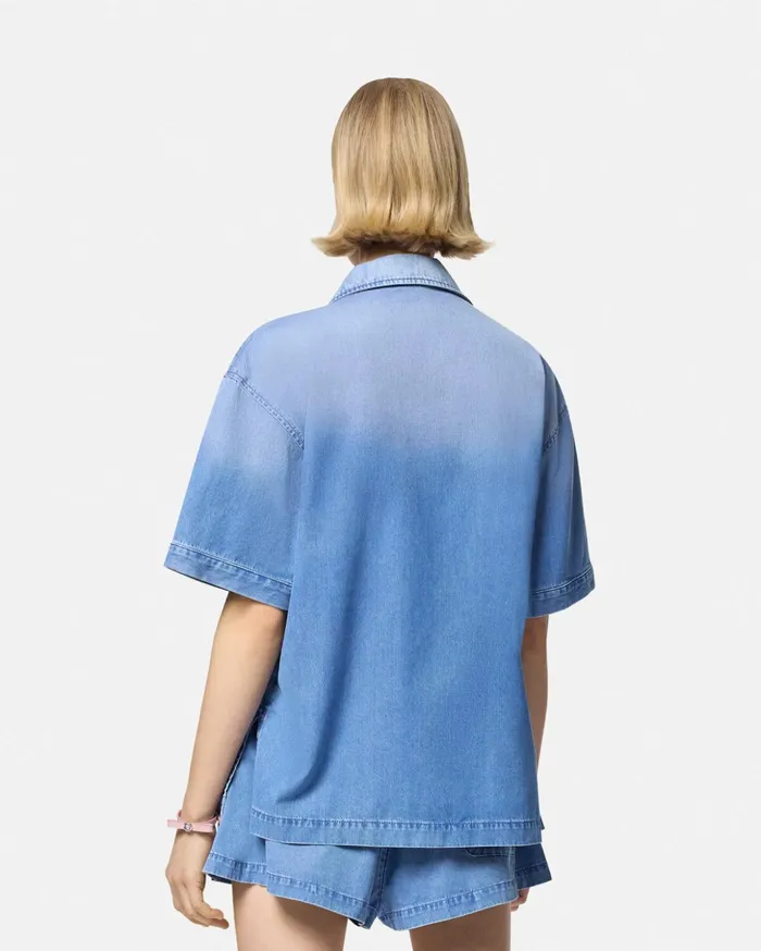 Versace Denim Women Denim Boxy Shirt Blue