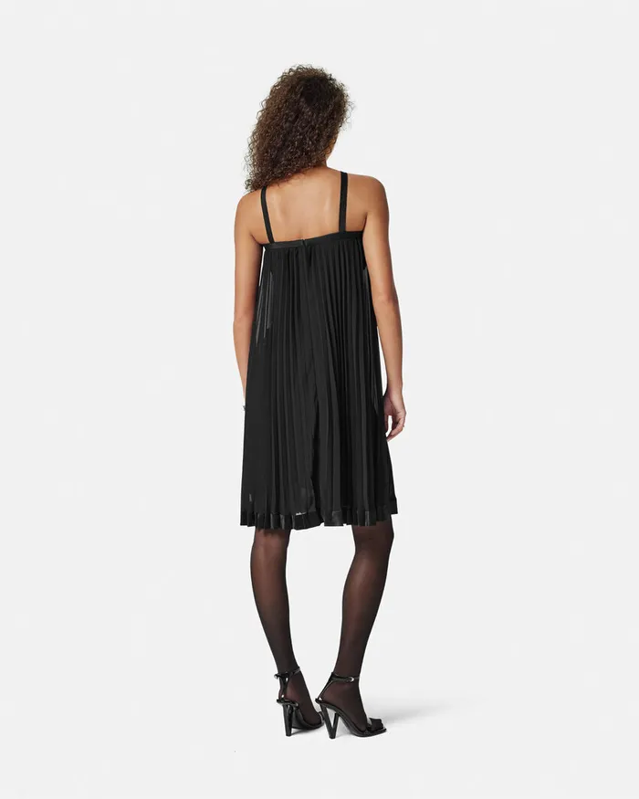Versace Dresses Women Halterneck Pleated Mini Dress Black