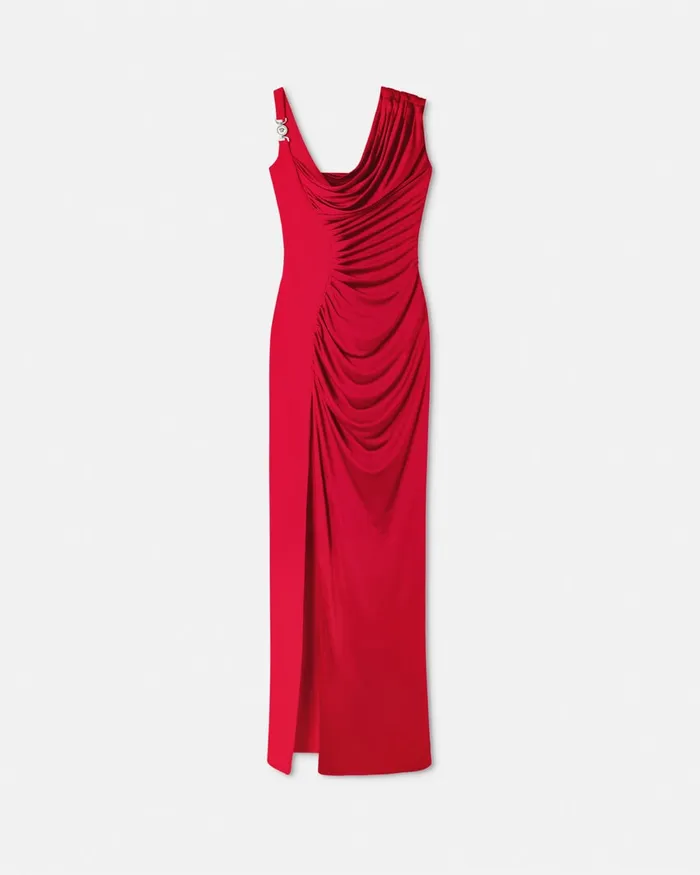 Versace Dresses Women Medusa 03995 Draped Gown Red