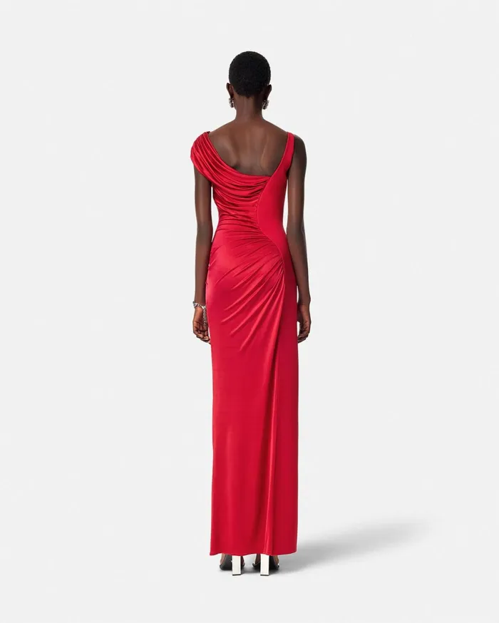 Versace Dresses Women Medusa 03995 Draped Gown Red
