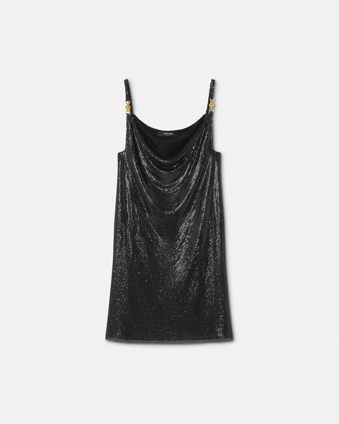Versace Dresses Women Metal Mesh Slip Mini Dress Black