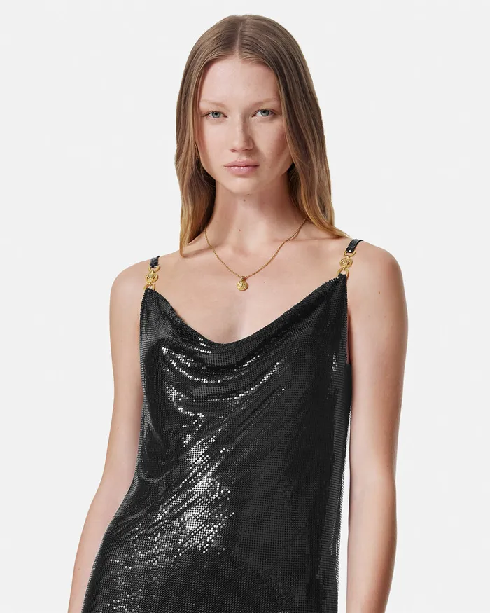 Versace Dresses Women Metal Mesh Slip Mini Dress Black