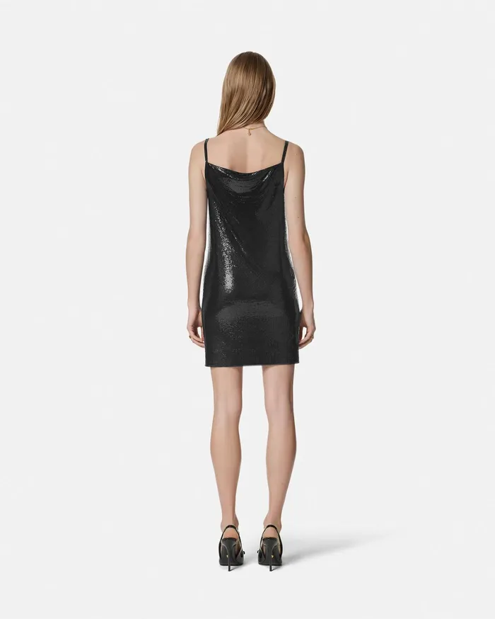 Versace Dresses Women Metal Mesh Slip Mini Dress Black