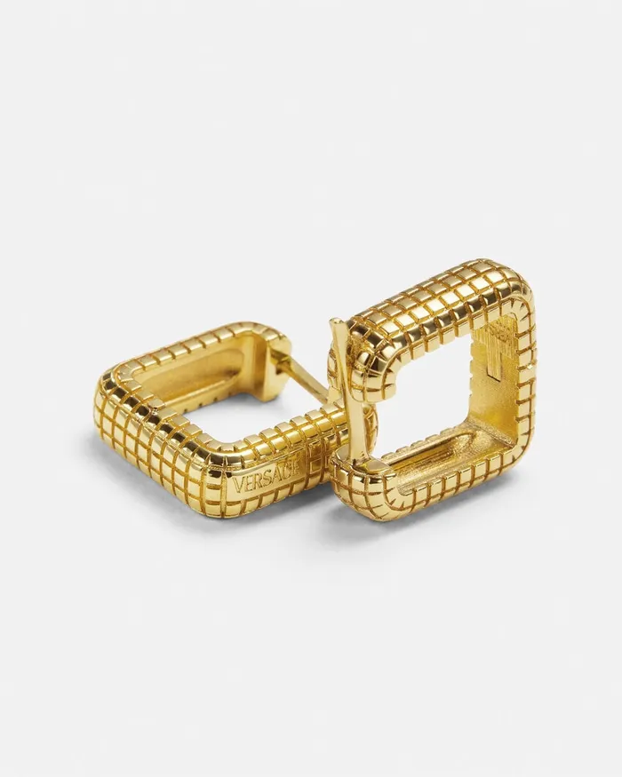 Versace Earrings MenWomen Dylos Hoop Earrings Light Gold