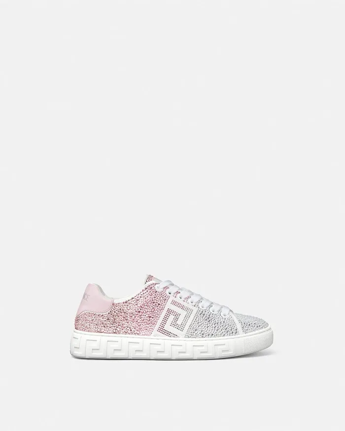 Versace Greca Women Crystal Degrad Greca Sneakers Pinkwhite