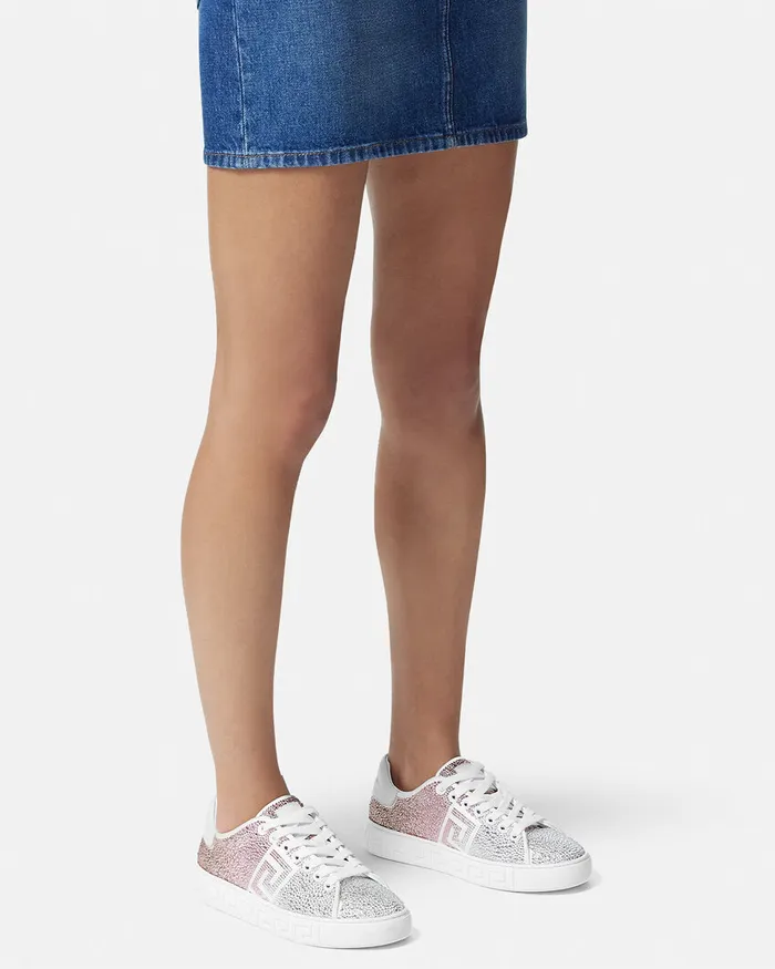 Versace Greca Women Crystal Degrad Greca Sneakers Pinkwhite