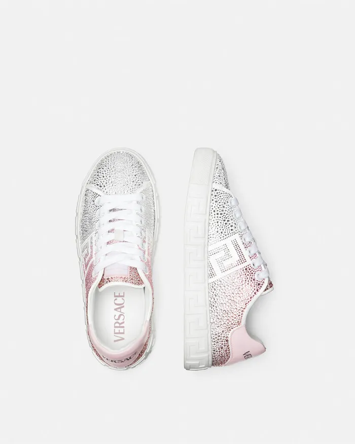 Versace Greca Women Crystal Degrad Greca Sneakers Pinkwhite