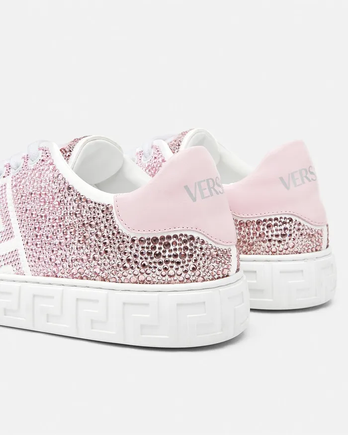 Versace Greca Women Crystal Degrad Greca Sneakers Pinkwhite