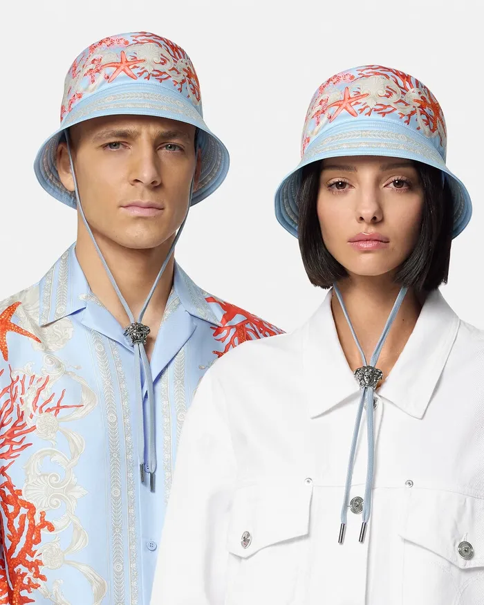 Versace Hats and Caps WomenMen Barocco Sea Bucket Hat Blueprint