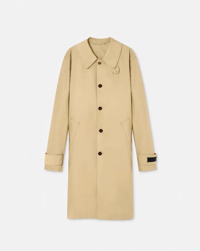 Versace Jackets and Coats Men Barocco Panelled Gabardine Trench Coat Yellowprint
