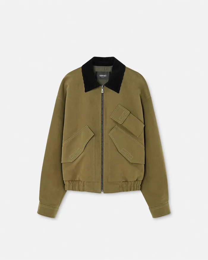 Versace Jackets and Coats Men Milano Stamp Blouson Jacket Green