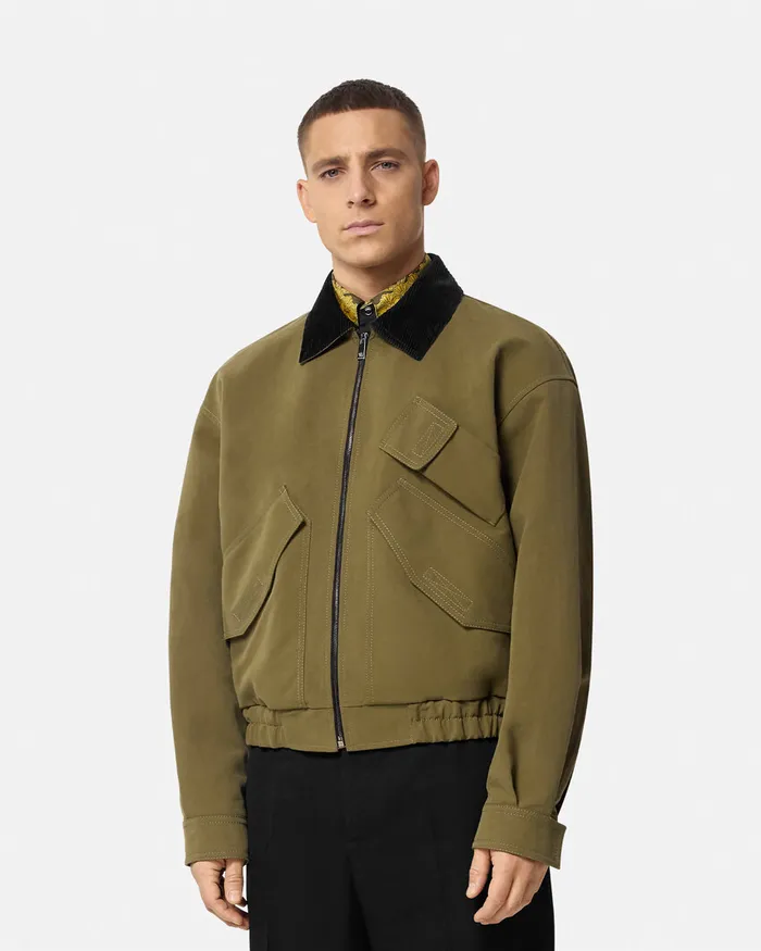 Versace Jackets and Coats Men Milano Stamp Blouson Jacket Green