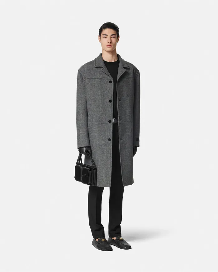 Versace Jackets and Coats Men Moulin Wool Coat Gray