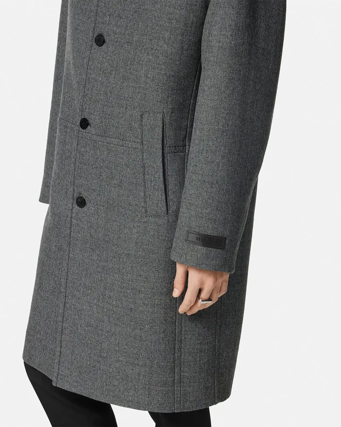 Versace Jackets and Coats Men Moulin Wool Coat Gray