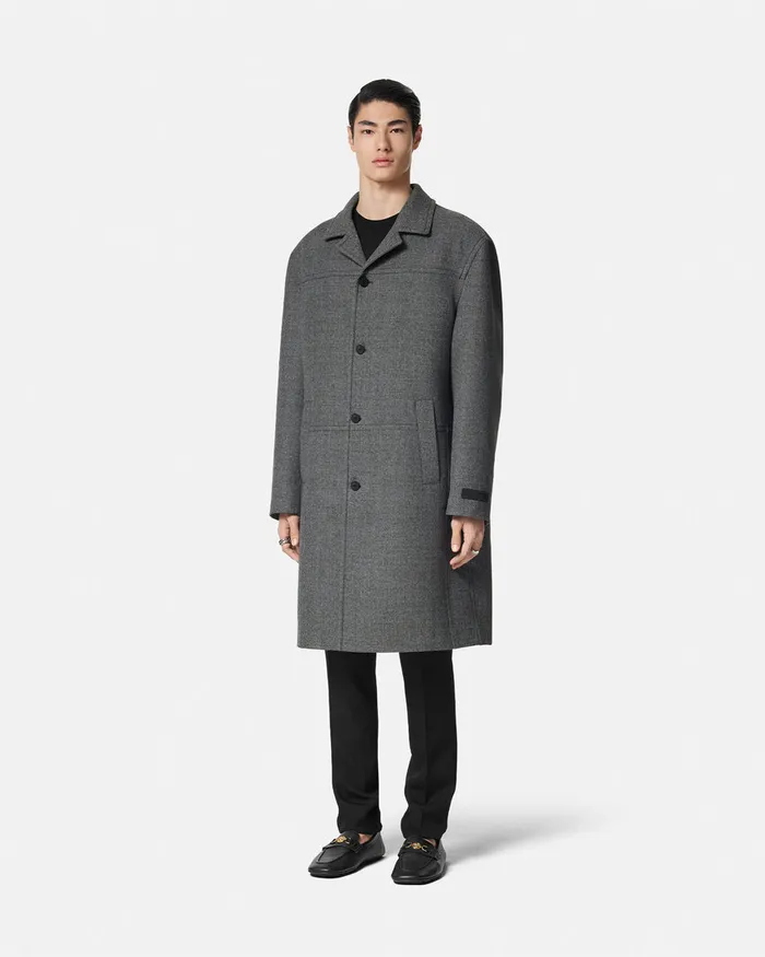 Versace Jackets and Coats Men Moulin Wool Coat Gray