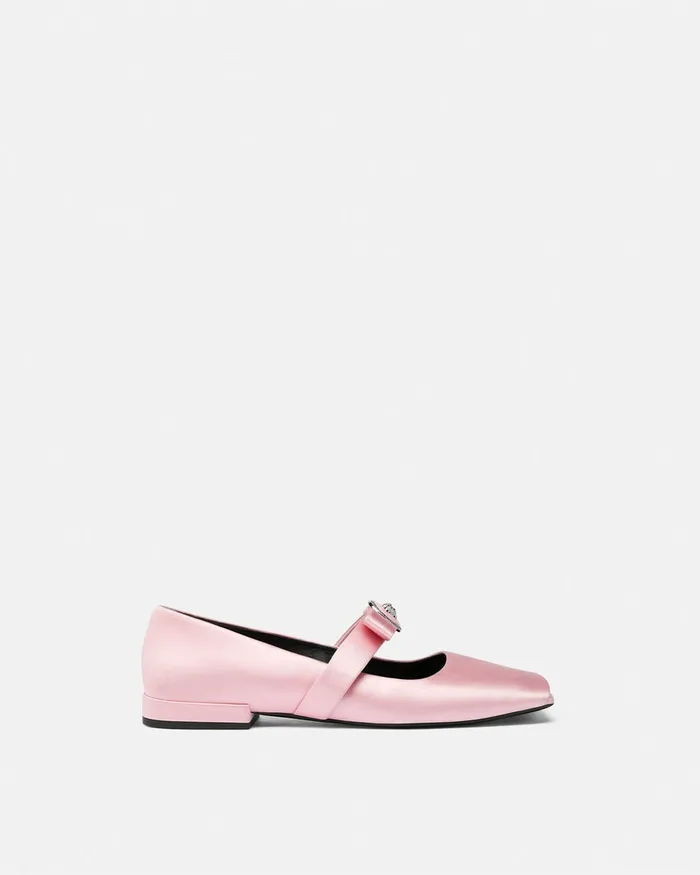Versace Loafers and Flats Women Gianni Ribbon Open Satin Ballerinas Light Pink