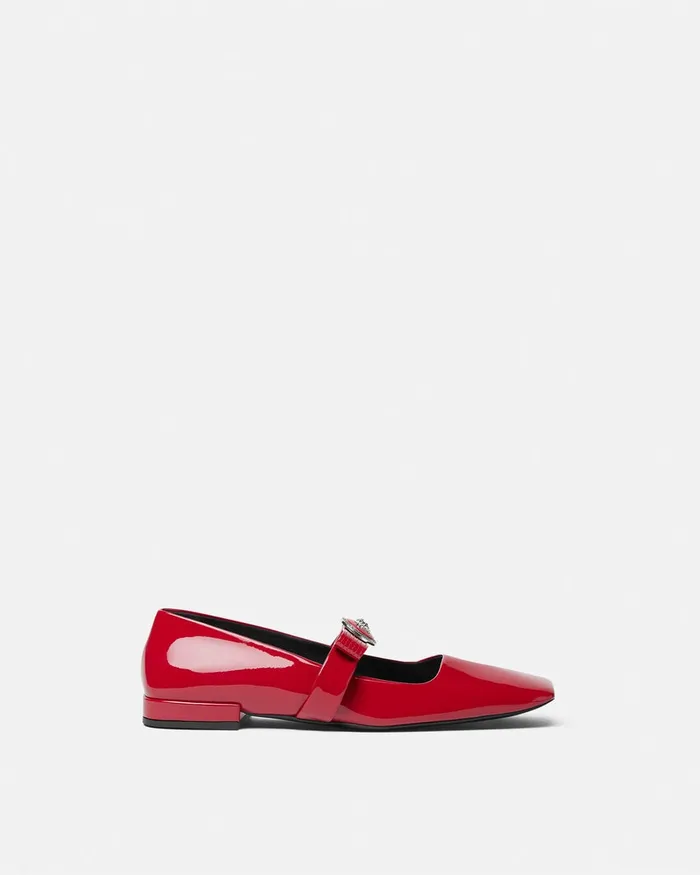 Versace Loafers and Flats Women Gianni Ribbon Patent Ballerinas Red