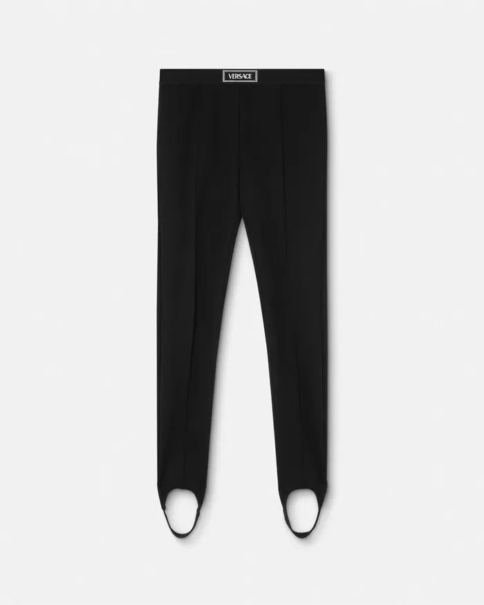 Versace Loungewear and Pajamas Men 90s Vintage Logo Stirrup Leggings Black