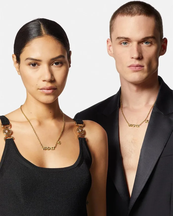 Versace Necklaces WomenMen Logo Necklace Light Gold