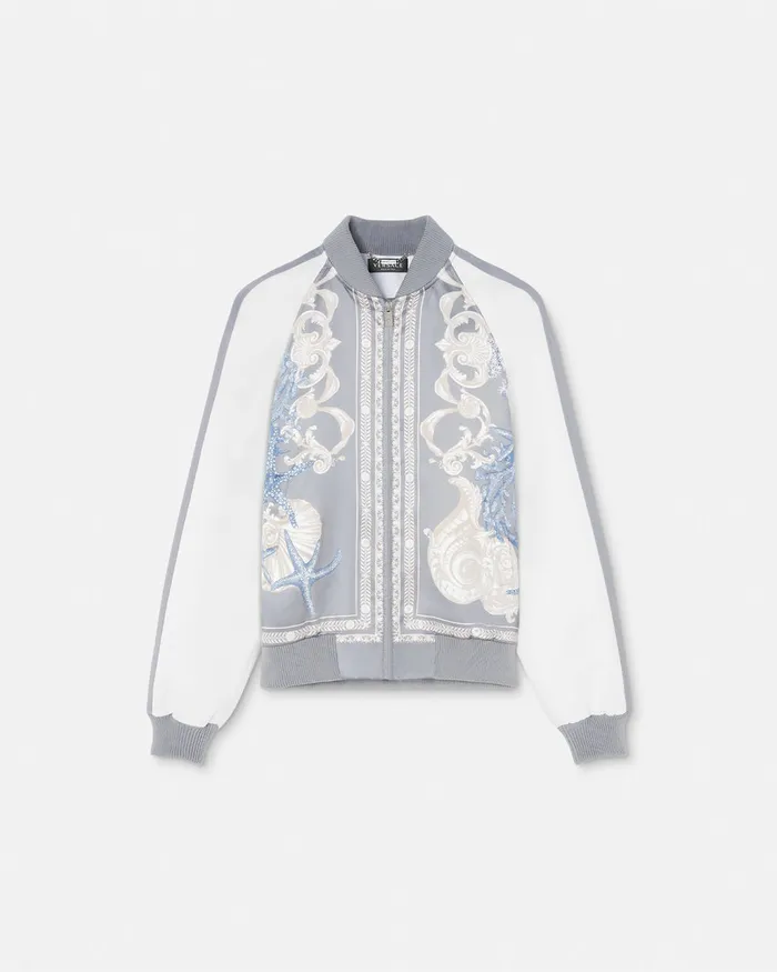 Versace Outerwear and Coats Women Barocco Sea Varsity Jacket Blueprint
