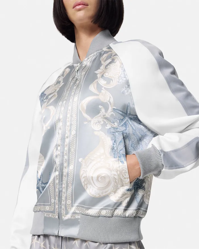 Versace Outerwear and Coats Women Barocco Sea Varsity Jacket Blueprint
