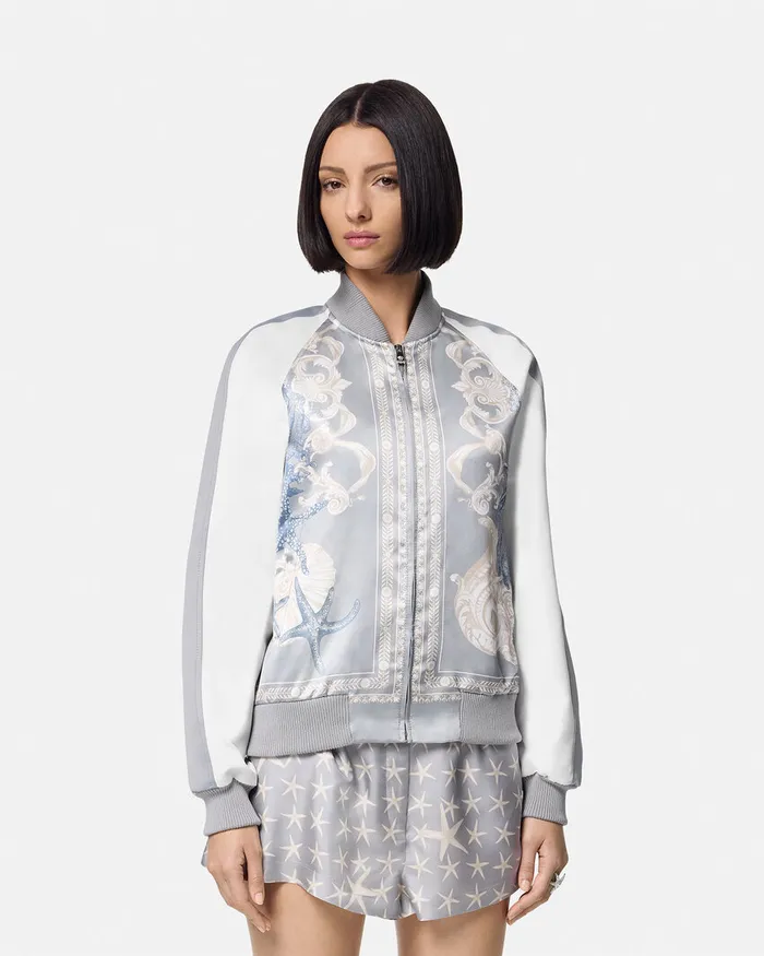 Versace Outerwear and Coats Women Barocco Sea Varsity Jacket Blueprint