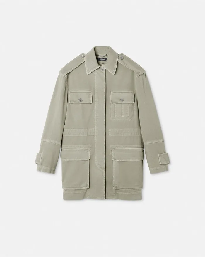 Versace Outerwear and Coats Women Cargo Denim Jacket Green