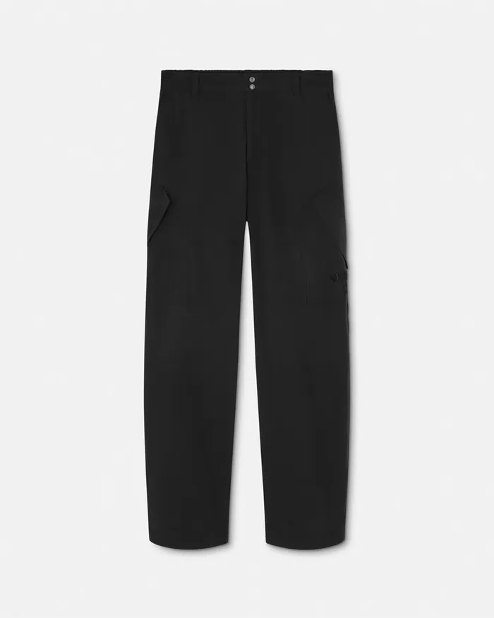 Versace Pants and Shorts Men Embroidered Milano Stamp Pants Black