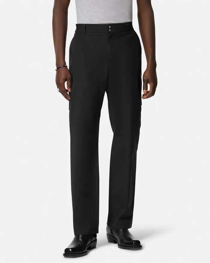 Versace Pants and Shorts Men Embroidered Milano Stamp Pants Black