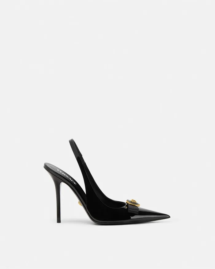 Versace Pumps and Slingbacks Women Gianni Ribbon Slingback Pumps 110 Mm Blackgold