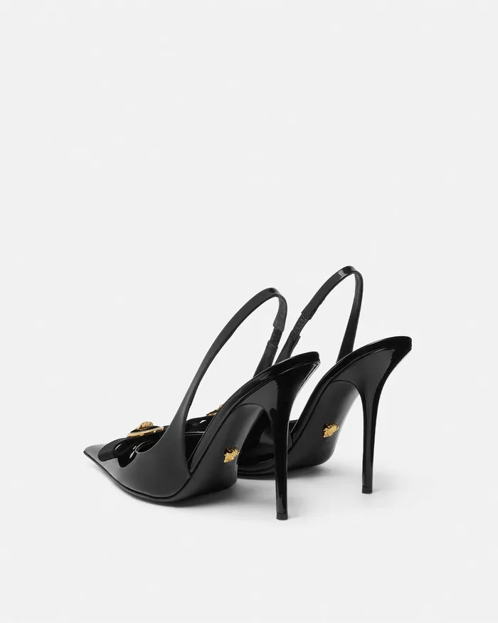 Versace Pumps and Slingbacks Women Gianni Ribbon Slingback Pumps 110 Mm Blackgold