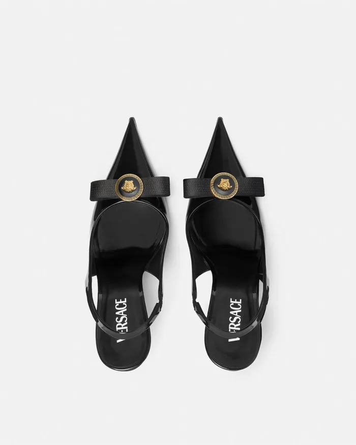 Versace Pumps and Slingbacks Women Gianni Ribbon Slingback Pumps 110 Mm Blackgold
