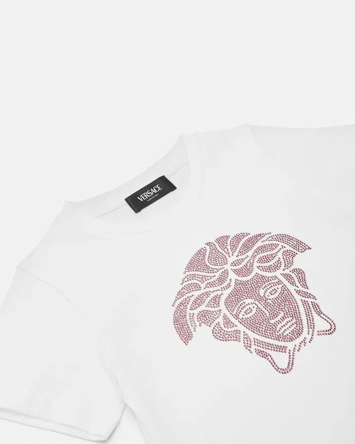 Versace Shirts and Tshirts Kids Crystal Medusa TShirt Light Pink