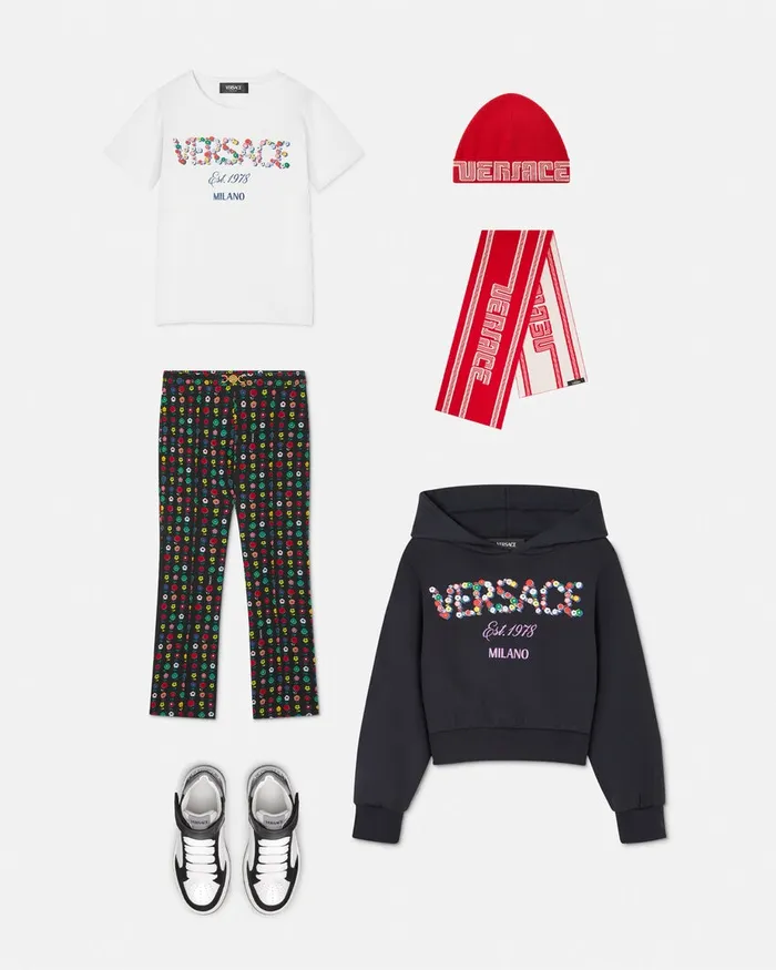 Versace Shirts and Tshirts Kids Falling Flowers Logo TShirt Whiteprint