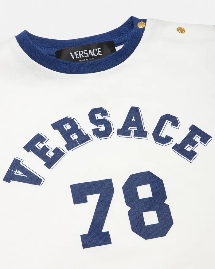 Versace Shirts and Tshirts Kids Logo Baby TShirt Whiteblue