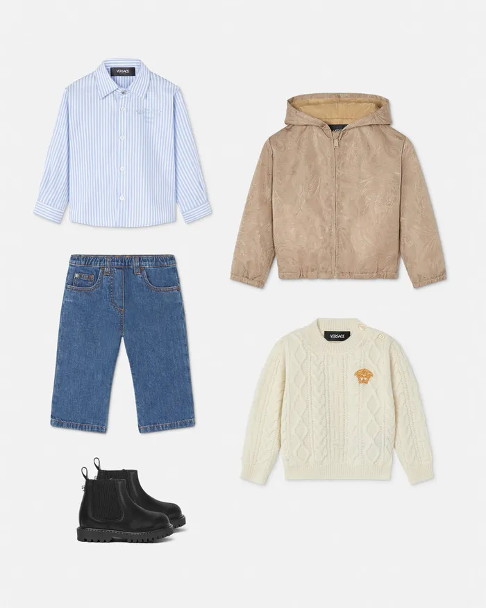 Versace Shirts and Tshirts Kids Oxford Striped Baby Shirt White