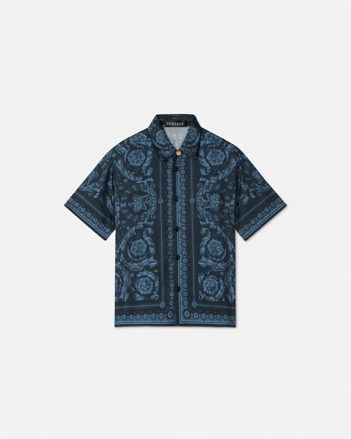 Versace Shirts Kids Barocco Silk Shirt Blueprint