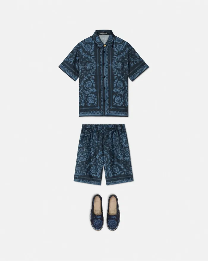 Versace Shirts Kids Barocco Silk Shirt Blueprint