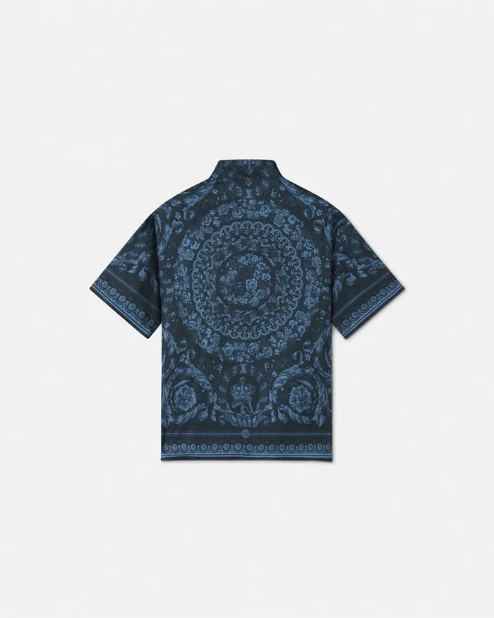 Versace Shirts Kids Barocco Silk Shirt Blueprint