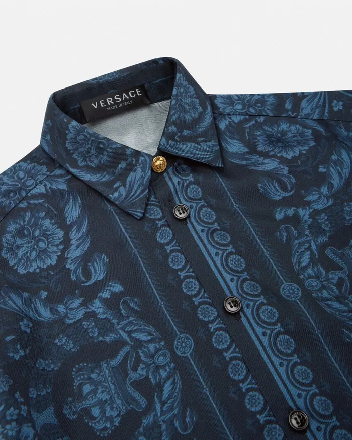 Versace Shirts Kids Barocco Silk Shirt Blueprint